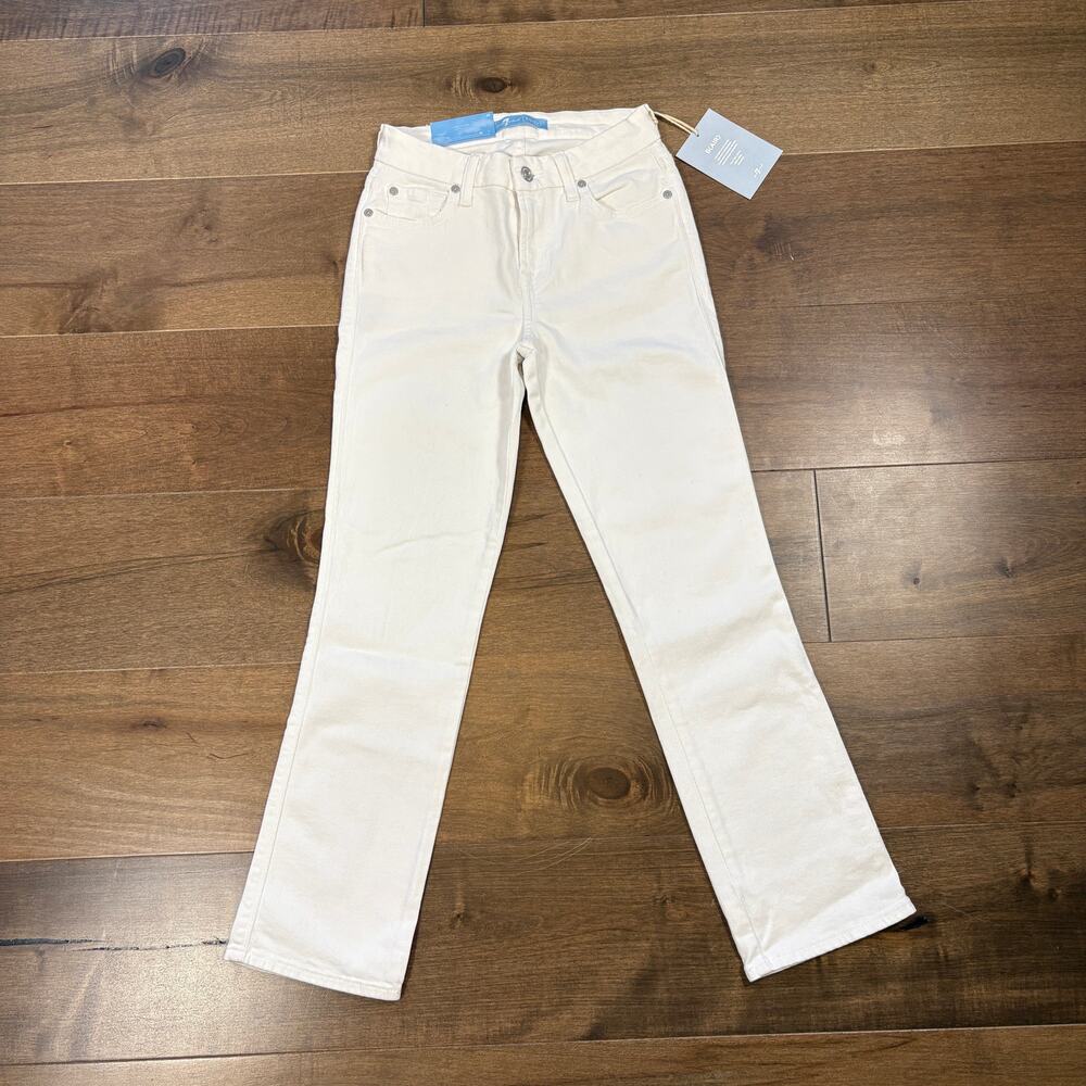 7 For All Mankind Women's White Kimmie Crop Bootcut Jean size 25 NWT